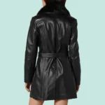 Evie Women’s Real Black Leather Fur Lined Coat