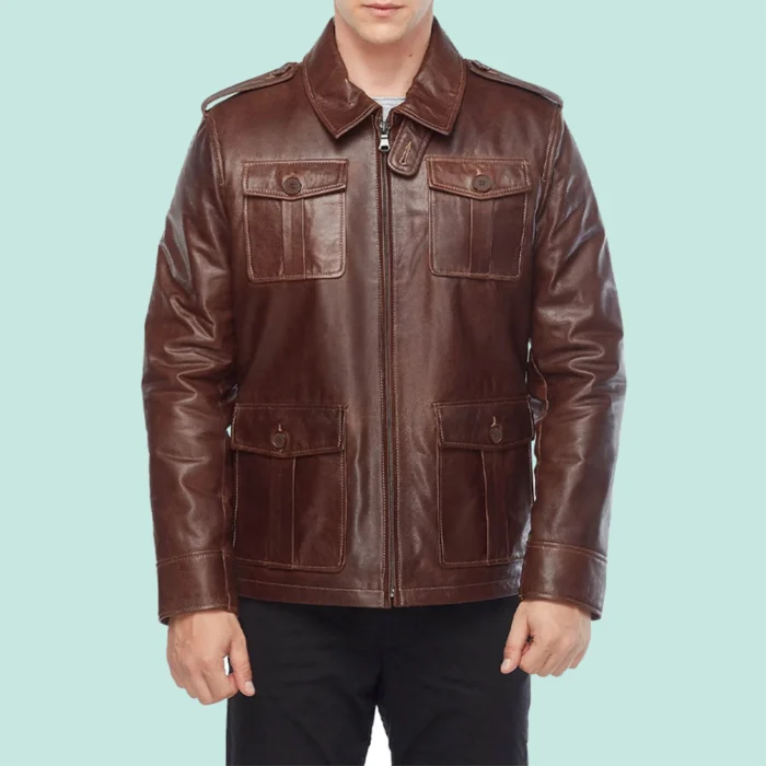 Jamie Campbell Bower Men’s Brown Leather Jacket