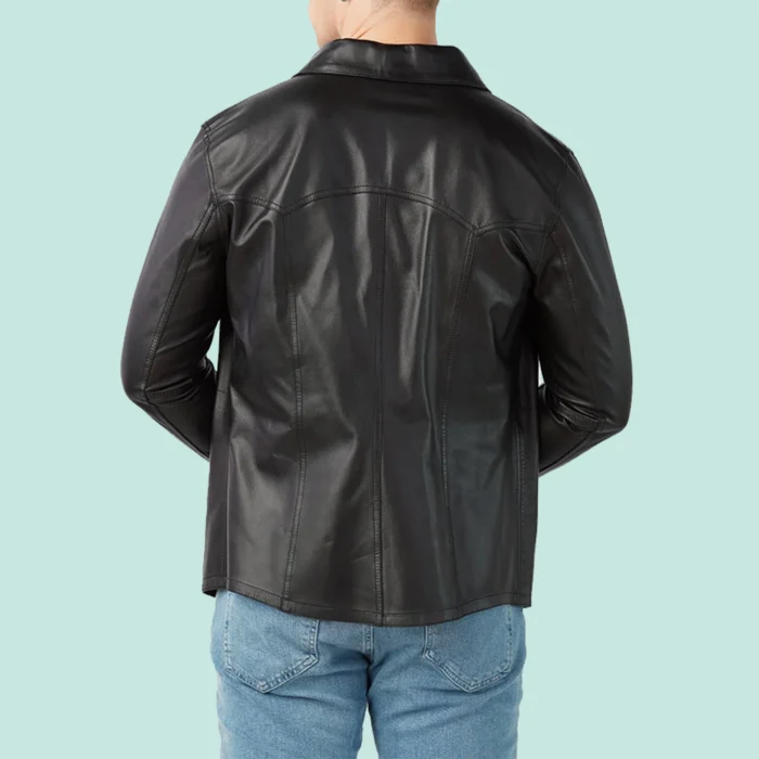 Guido Men’s Real Black Leather Trucker Jacket