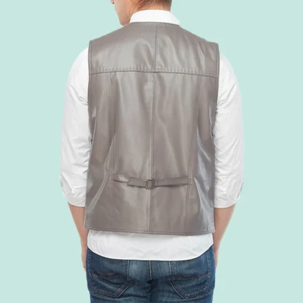 Joseph Men’s Grey Leather Taupe Vest