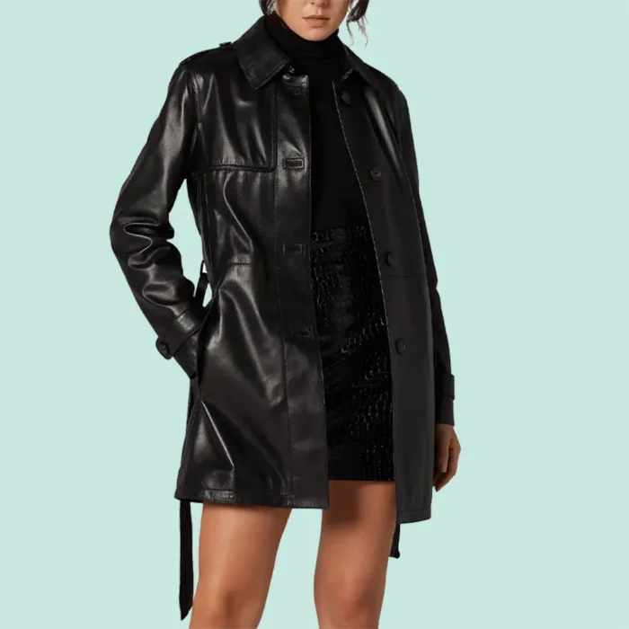 Milano Women’s 100% Real Black Leather Coat