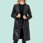 Anastasia Women’s Black Leather Double Breasted Trench Coat