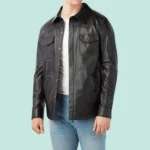 Guido Men’s Real Black Leather Trucker Jacket