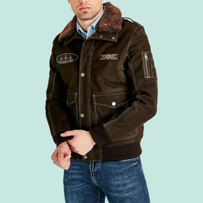 Sean O’Pry Men’s Brown Leather Air Force Jacket