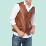 Dominic Adams Men’s 100% Real Distressed Brown Leather Vest