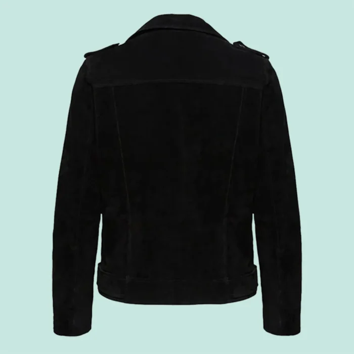 Gracie Black Suede Biker Leather Jacket