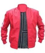 8 Ball Pink Leather Bomber Jacket