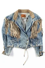 A Minecraft Movie Jason Momoa Fringe denim Bomber jacket