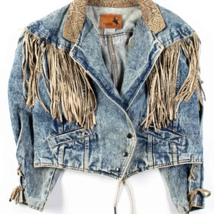 A Minecraft Movie Jason Momoa Fringe denim Bomber jacket