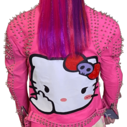 Hello Kitty Studded Motorcycle Leather Jacket