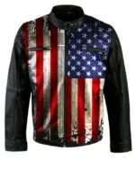 Vintage USA Flag Motorcycle Jacket